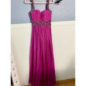 Lumier by Bariano Accent Cylinder Pleated Chiffon Dress